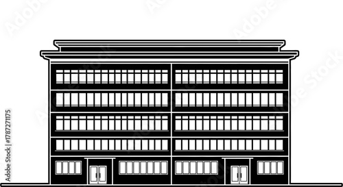 Building architecture office building facade urban design black editable stock