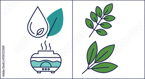 Aromatherapy diffuser essential oils natural wellness and spa logo editable stock