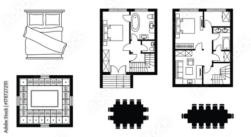 Architectural floor plan design layout for house apartment interior editable stock