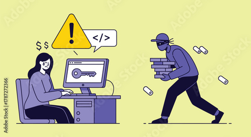 Cybersecurity threat data breach and theft of sensitive information editable stock