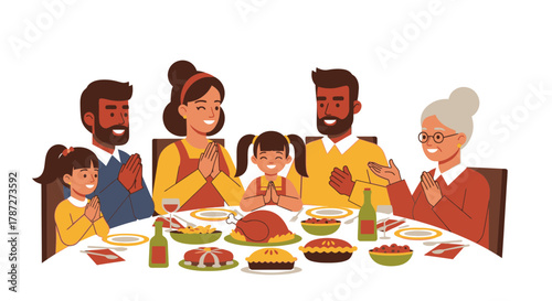 Family Gathering A Thanksgiving Feast with Gratitude and Joy, Sharing a Meal Together