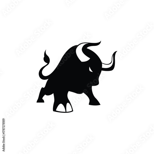 big bull with beautiful horns logo vector
