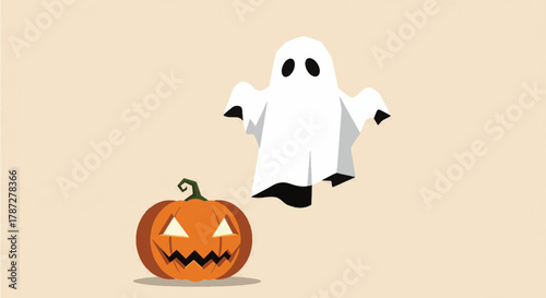 Halloween Pumpkin and Ghost Illustration Festive Design for Holiday Celebrations
