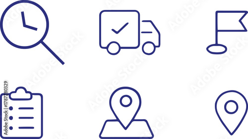 Order Tracking Line Icons Pack - Delivery & Logistics Vector Icons