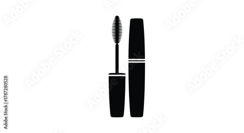 a simple black mascara tube and wand illustration