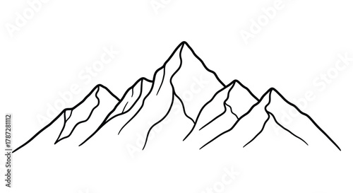 a simple line drawing of majestic mountain peaks