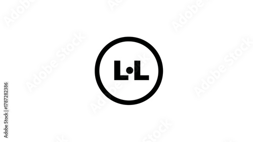 Abstract L.L letter monogram icon in a modern minimalist black and white circle. Business initials logo design concept.