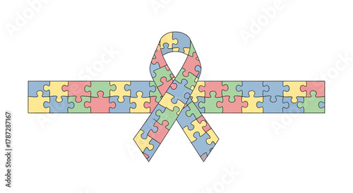 Show your support with this colorful puzzle piece ribbon, perfect for raising awareness and promoting autism acceptance every day during autism awareness month