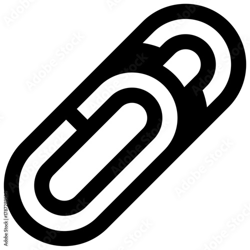 Attachment. Outlined stroke vector icon with black-filled details.