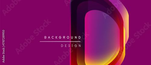 Abstract design features vibrant purple, orange gradients. Letter D dominates right side, text below reads background design. Minimalist composition.