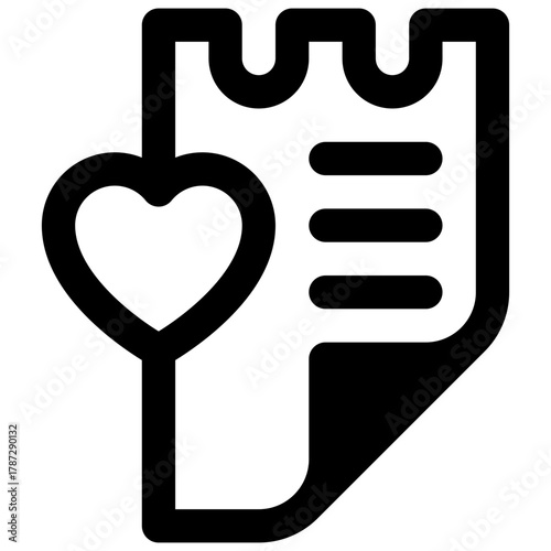 Wishlist. Outlined stroke vector icon with black-filled details.