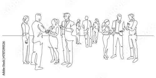 crowd people businessperson discussing continuous line drawing continuous
