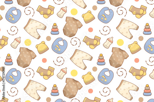 Baby Clothing Accessories Pattern Vector Illustration