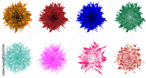 set of watercolor paint splashes, inspired abstract flower art