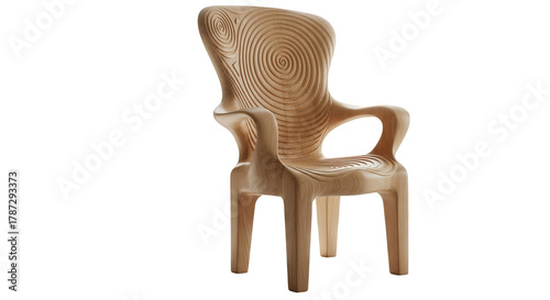 Swirls define carved wooden throne