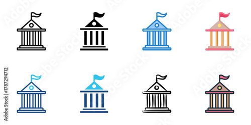 Federalism icon set multiple style collection 
