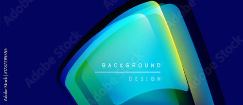 Abstract vibrant layers create dynamic visual effect. Blue, green, yellow hues blend seamlessly. Modern design element for backgrounds.