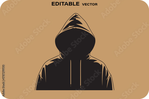 Anonymous figure in dark hoodie silhouette against light background