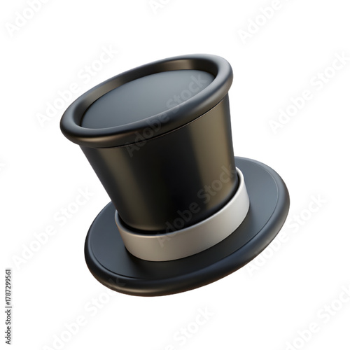 3D Rendered Black Top Hat Vintage Gentleman Accessory Isolated
