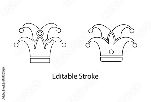 Joker hat editable stroke icon vector set, jester hat logo line icon vector illustration