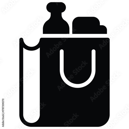 Shopping Bag with Groceries Vector Icon Stock Illustration