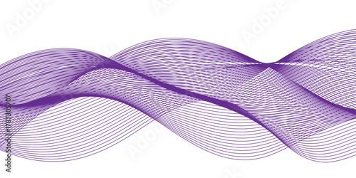 Glowing waveform frequency futuristic energy sound waves technology concept background. Abstract purple, white wave line vector business texture. Pattern line blend curve flow futuristic background.	