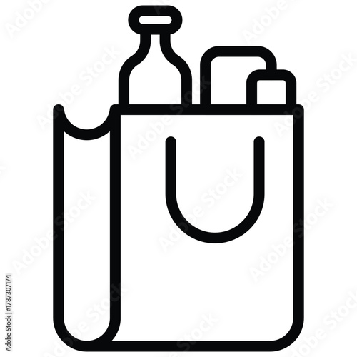 Shopping Bag with Groceries Vector Icon Stock Illustration
