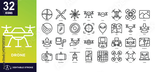 Drone Line Icon Set