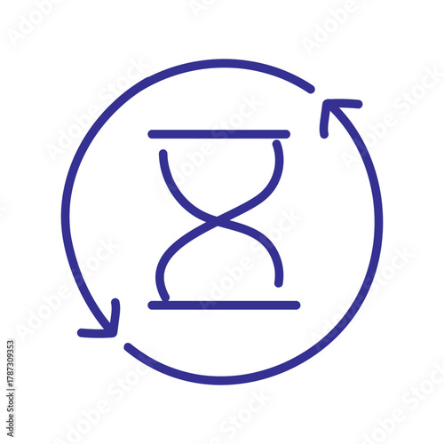 Hourglass icon symbolizing the passage of time and urgency in a circular motion.