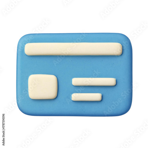3D Rendered Blue Financial or Identification Card Icon Vector Illustration