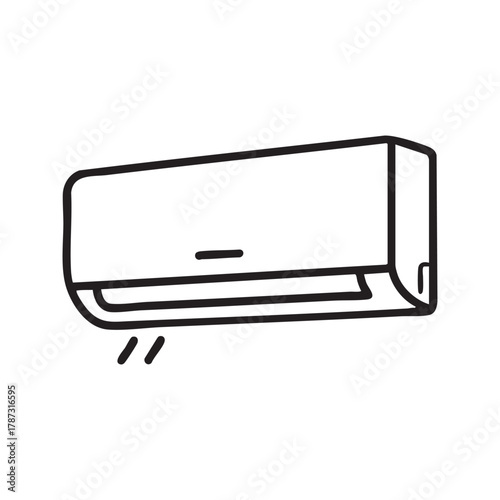 Air conditioner icon, simple outline style. Wall mounted AC unit for climate control, vector illustration.