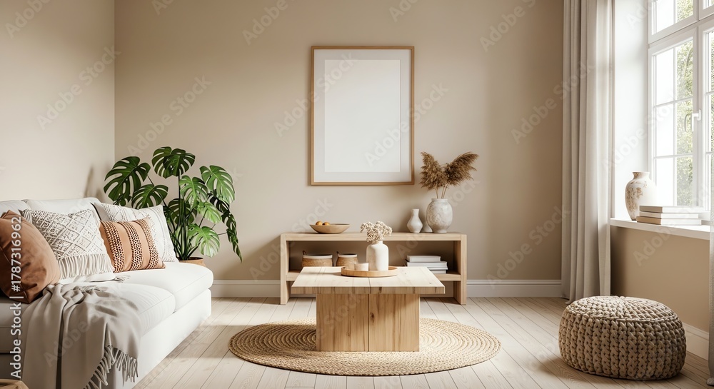 Fototapeta premium Living room interior with sofa and decor