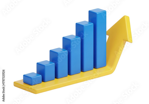 Bar chart with an upward yellow arrow symbolizing business growth and success isolated on transparent background Free Download Bar chart with an upward yellow arrow symbolizing business growth and success isolated on transparent background - GFXLoad