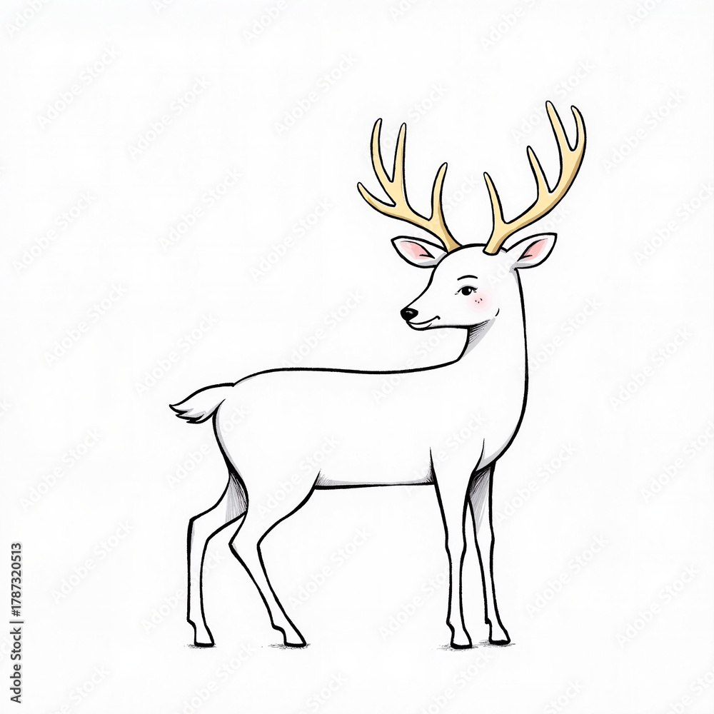 Fototapeta premium Stylized deer posing gracefully in profile, elegance and beauty