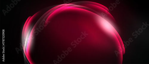 Abstract crimson shape, flowing lines, bright highlight. Dark background creates dramatic visual impact. Smooth gradients, modern design.