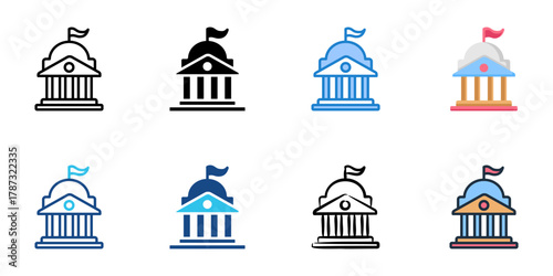 Legislative branch icon set multiple style collection 
