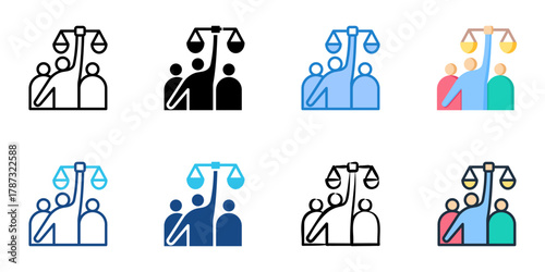 Civil rights icon set multiple style collection 
