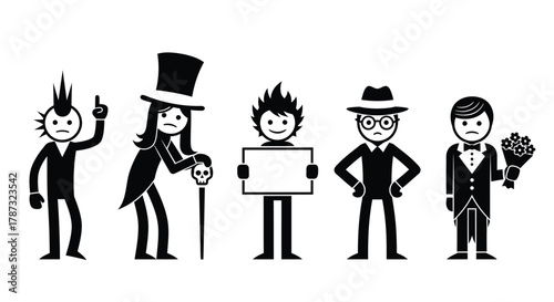 Vector characters stick figures avatars people icons illustrations set