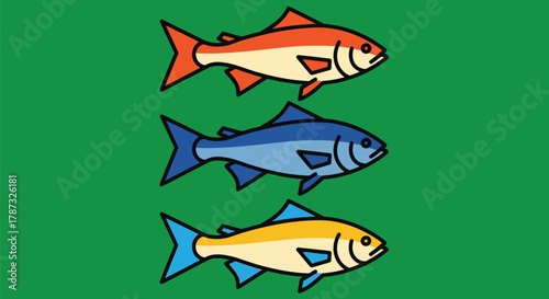 Cartoon fishes illustration colorful marine life aquatic animals art