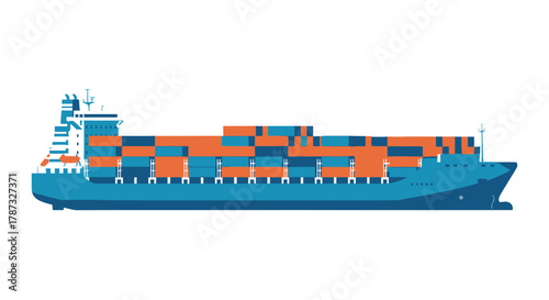 cargo ship on white background