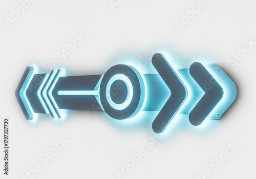 Modern Abstract Design Element Futuristic Arrow Icon with Neon Glow - Ideal for Website Navigation and Interface Design, Emphasizing Direction and Progress