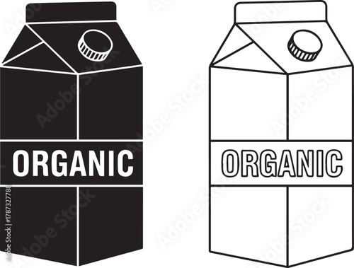Simple black organic milk carton icon vector graphic isolated on white background