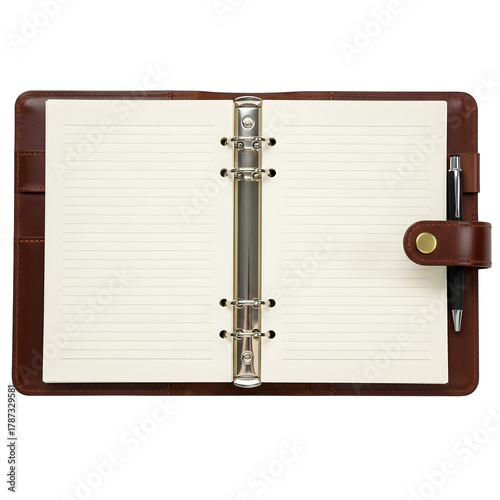 Wallpaper Mural Open ring binder personal organizer with lined paper, perfect for stationery, office, and planning mockups in high-quality PNG format. Isolated on white or transparent background. PNG format. Torontodigital.ca