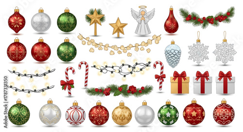 Festive Christmas Ornaments and Decorations Collection for Holiday Season.
