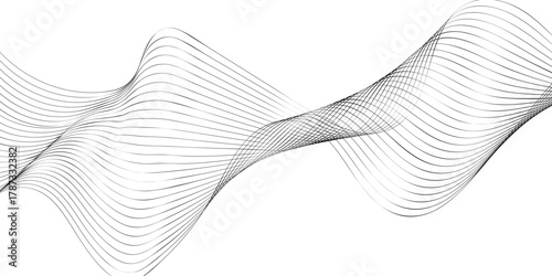 Abstract flowing lines background smooth wave pattern with thin stripes design element for modern presentations and creative projects EPS vector