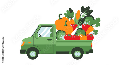 red truck with green leaf