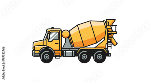 Yellow dump truck isolated on white