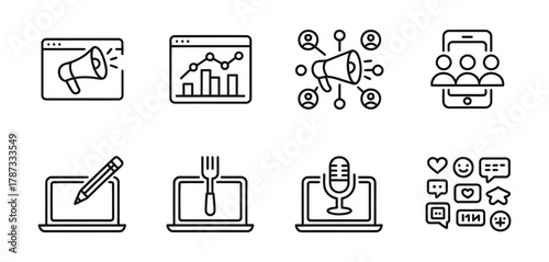 Eco-friendly, sustainable and ethical product label line icons