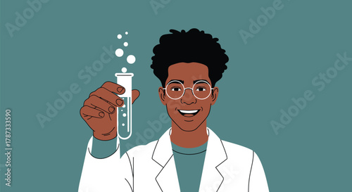 Scientist experiment research lab chemistry biology test tube illustration