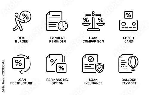 Finance and loan percentage document line icon vector